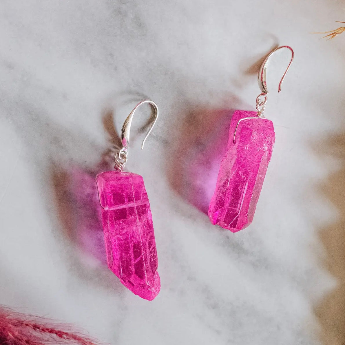 Earrings - Hot Pink Glitter Ball and Silver Disco Ball - Designed by  Distraction